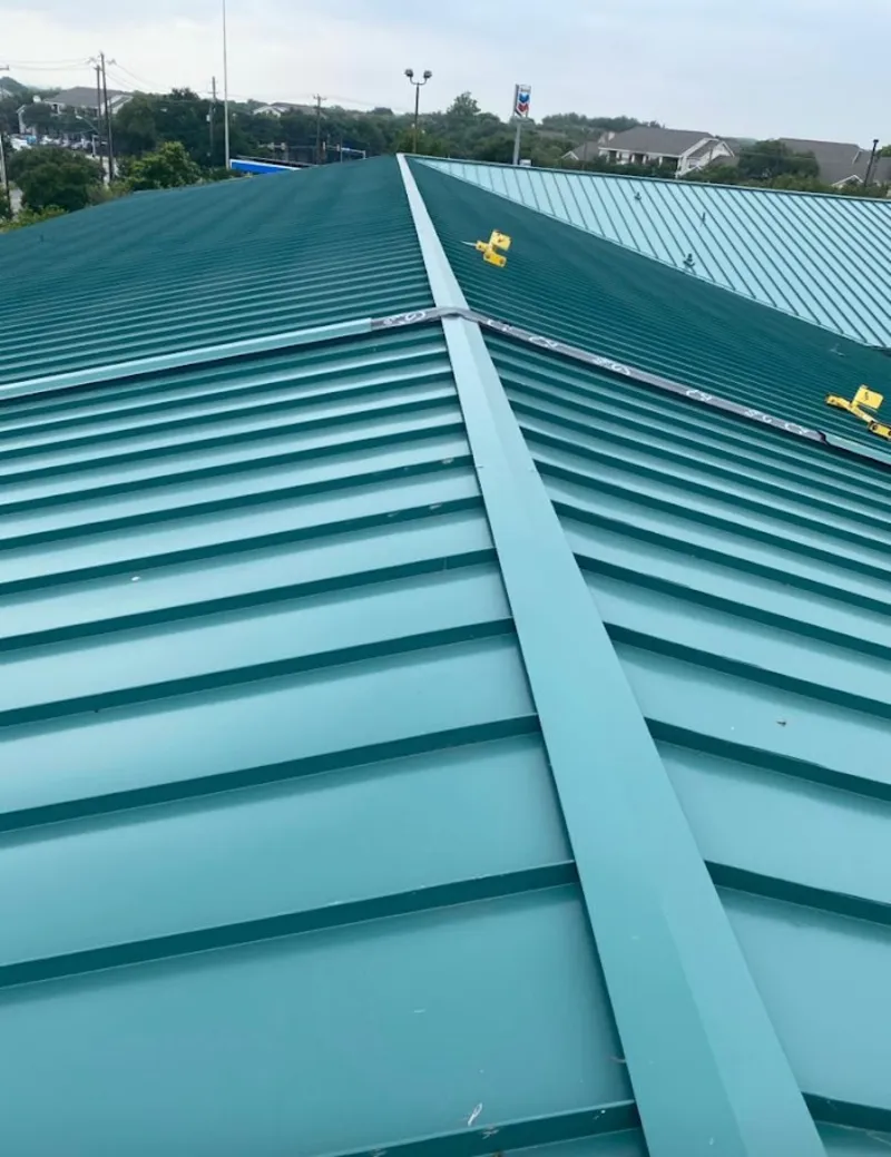 Green commercial metal roof ridge and valley for Metal Roof Repair in Sierra Vista Southeast